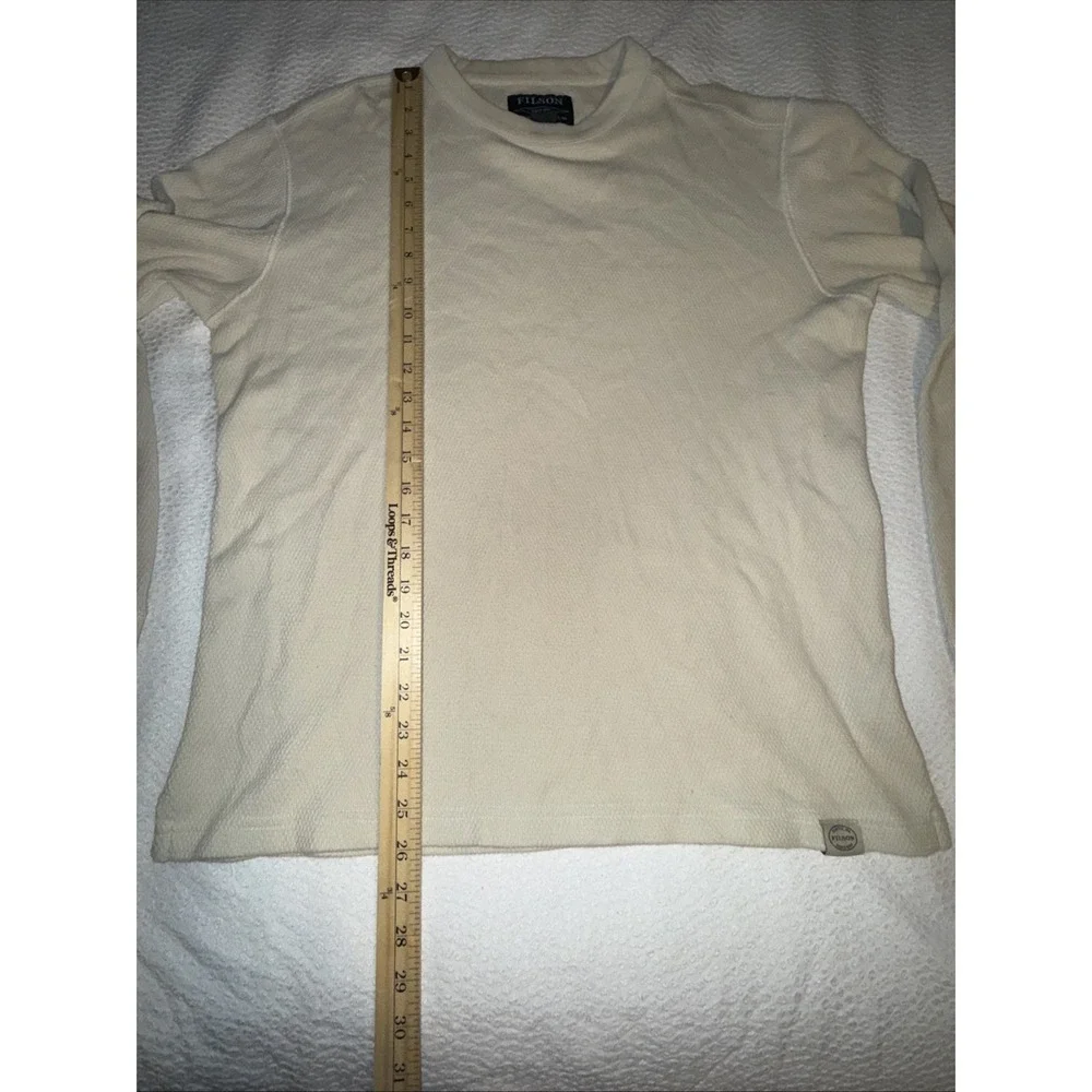 CC Filson Waffle Knit Thermal Sweater Men's Med Sand White Crew Neck Pullover